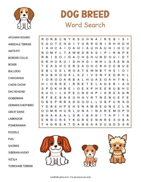 Dog Breeds Word Search