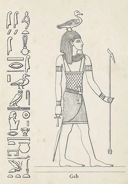 Ancient egyptian hieroglyph of Geb god of the earth