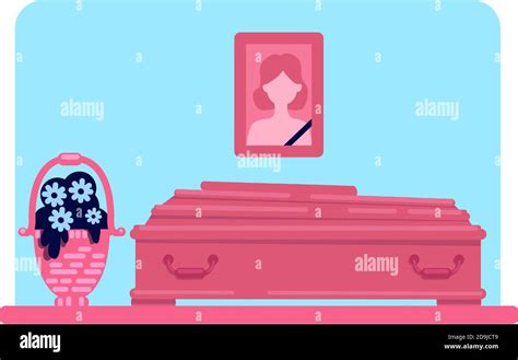 Dead woman coffin and photo flat color vector illustration Stock Vector Image & Art - Alamy