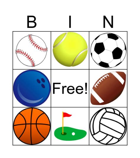 Sports Bingo Card