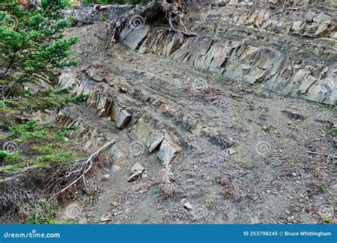 Sedimentary Rock Layers on Greek Mountain Side. Greece Stock Image - Image of uplift, shale ...