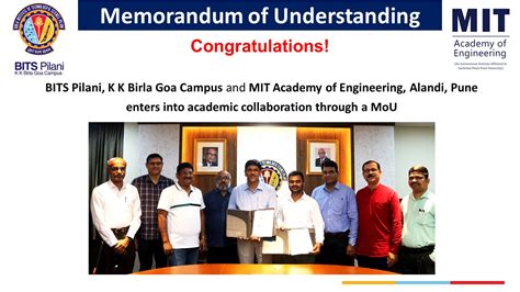 BITS Pilani, K K Birla Goa Campus and MIT Academy of Engineering (MITAOE), Alandi, Pune enters ...