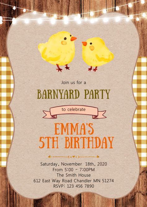 Chicken birthday party invitation Template | PosterMyWall