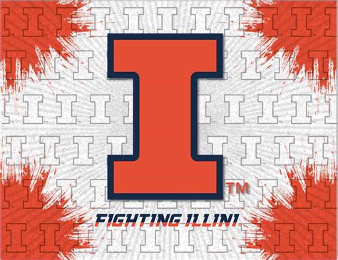 Illinois Canvas Art w/ Fighting Illini Logo Print