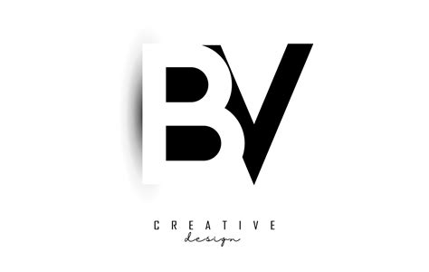 Logotipo de letras bv con diseño de espacio negativo en blanco y negro. letras byv con ...