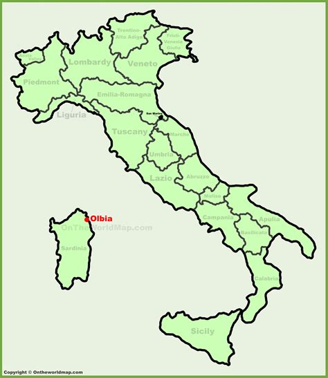 Olbia location on the Italy map - Ontheworldmap.com