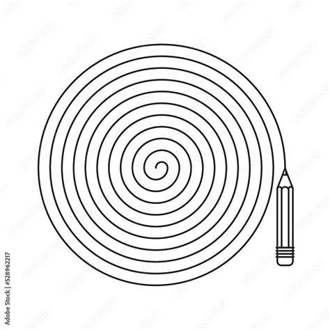 Spiral curve vector illustration. Pencil drawing. Stock Vector | Adobe ...