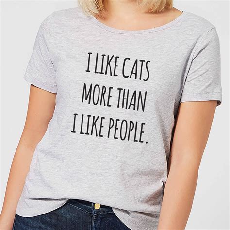 I Like Cats More Than People Women's T-Shirt - Grey - XXL - Grey in 2020 | T shirts for women ...