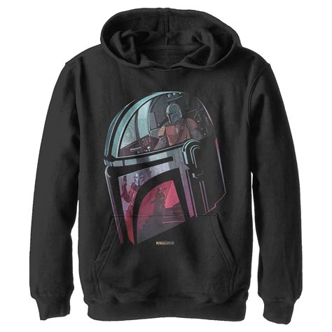 Boy's Star Wars The Mandalorian Helmet Reflection Pull Over Hoodie Black X Large - Walmart.com