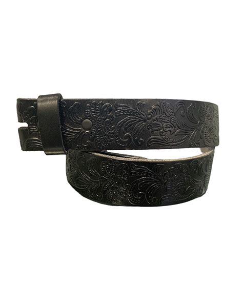 Black Western Leather Belt Embossed Full Grain Leather - Etsy