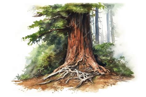 Premium AI Image | A watercolor painting of a tree with roots and roots.