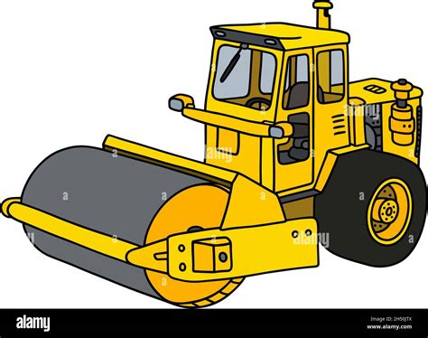 Hand drawing of a yellow road roller Stock Vector Image & Art - Alamy