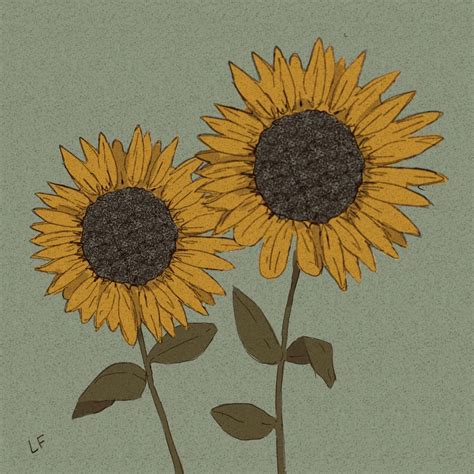 Cute Aesthetic Sunflower Drawings - DRAWINGS OF LOVE