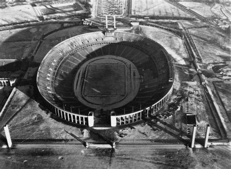 1945 - Berlin Olympic Stadium: The massive oval structure designed by architect Werner March ...