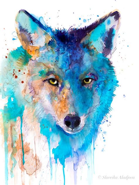 Coyote Watercolor Painting Print by Slaveika Aladjova Art - Etsy