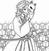 Sabito With Mask Demon Slayer Coloring Pages  Cool sketch template