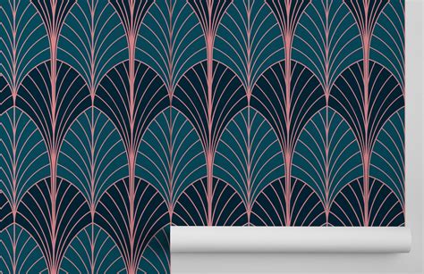 Blue Art Deco Palm Leaf Pattern Wallpaper | Hovia in 2021 | Art deco pattern, Art deco inspired ...