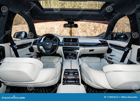 Luxurioust White Leather BMW Interior Editorial Stock Image - Image of ...