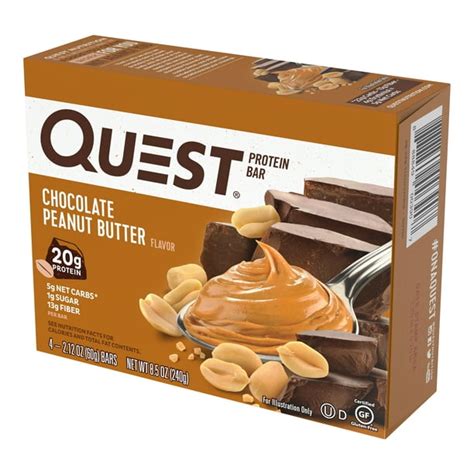 Quest Protein Bar, Chocolate Peanut Butter, 20g Protein, 4 Ct - Walmart ...