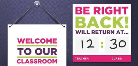 Be Right Back Sign | Classroom signs, Free teaching resources, School ...