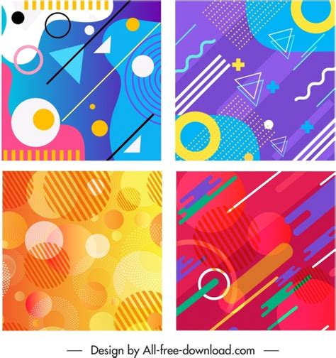 Abstract background templates colorful flat geometric decor Vectors images graphic art designs ...