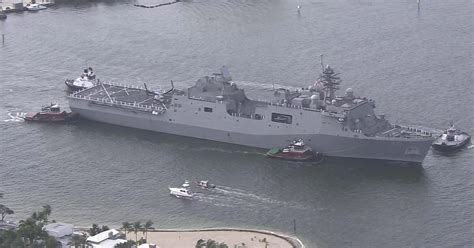 Future USS Fort Lauderdale sails into Port Everglades - CBS Miami