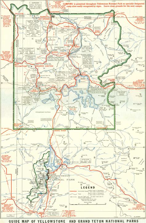 1929 Yellowstone and Grand Teton National Parks Map - Yellowstone ...