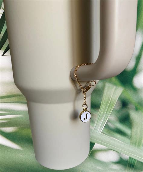 White & Gold Stanley Cup Initial Charm A-Z Available Tumbler Jewelry ...