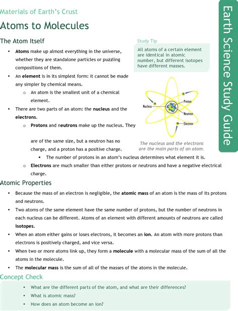 Atoms And Molecules Worksheet