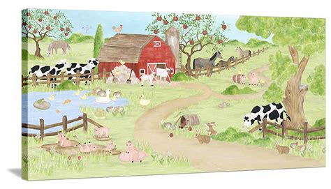 Barnyard Fun - Canvas Wall Art | Farm mural, Nursery mural, Wall murals painted