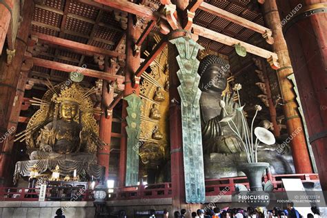 Big Buddha statue in interior of Todaiji Temple in Nara, Japan. — travel, religion - Stock Photo ...