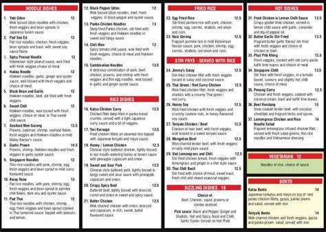 Menu at Pan-Asia Coolangatta fast food, Coolangatta