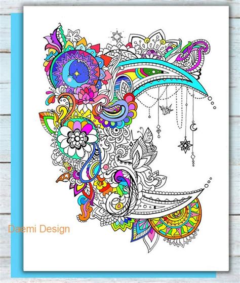 Printable Mandala Moon DIGITAL Coloring Page | INSTANT DOWNLOAD | Moon coloring pages, Coloring ...