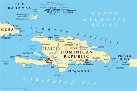 Hispaniola and Surroundings, Caribbean Islands, Political Map Stock Vector - Illustration of ...