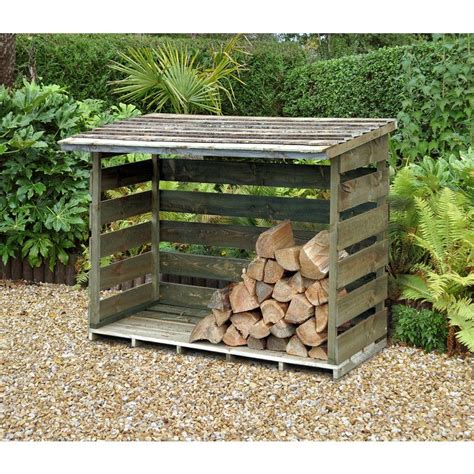 Timber log store with large storage capacity Slatted sides and raised floor allow air ...