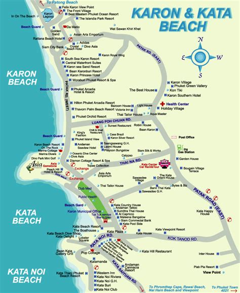 kata beach Phuket Thailand Attractions map | Karon Beach And Kata Beach Map. | Phuket ...