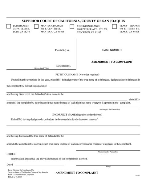 Form SJ-100 - Fill Out, Sign Online and Download Fillable PDF, County of San Joaquin, California ...