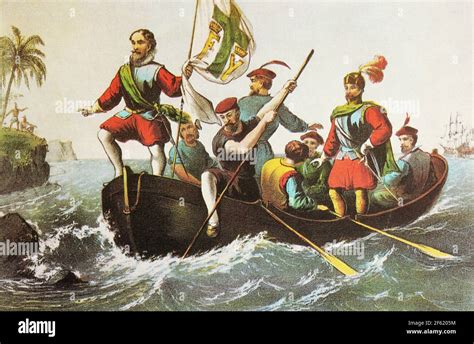 Landing of Christopher Columbus in America Stock Photo - Alamy