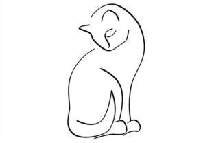 Simple Cat Outline Line Art Illustration Graphic by IndigoCreations ...