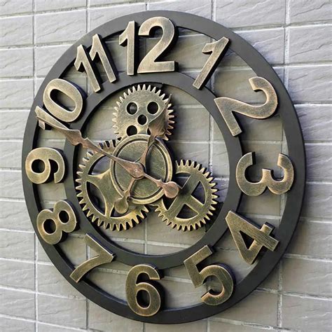 40/45/50cm 3D Wall Clock Large/Wooden/Vintage Wall Clocks Silent ...