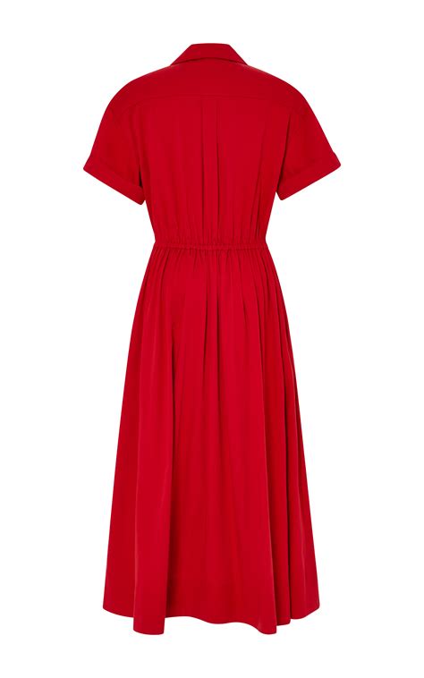 Lyst - Rosie Assoulin Red Cotton Twill Belted Jane Shirt Dress in Red