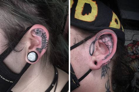 111 Ear Tattoo Ideas That Go From Subtle To Wild | Bored Panda