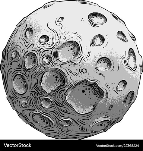 Hand drawn sketch of moon planet in black and Vector Image