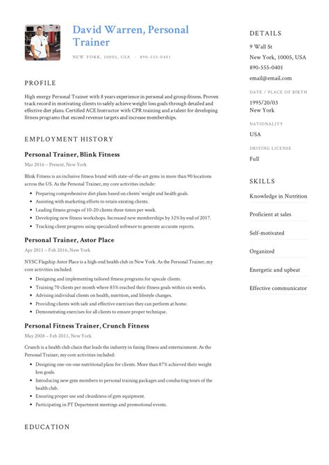 Guide: Personal Trainer Resume [ + 12 Samples ] | PDF | 2019