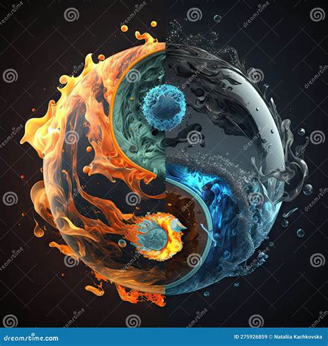 Yin and Yang with Water and Fire Stock Illustration - Illustration of karma, cold: 275926859