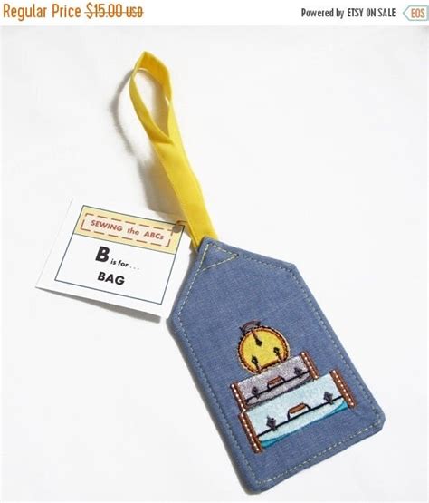 LUGGAGE Embroidered Luggage Tags Bag Tags Gifts by SEWINGtheABCs