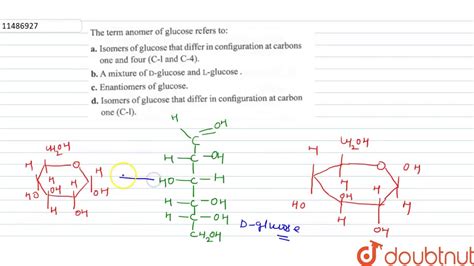 The term anomer of glucose refers to: - YouTube