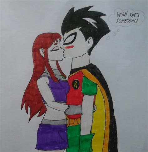 Starfire Kisses Robin by JQroxks21 on DeviantArt