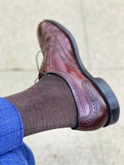 Men's Merino Wool Blend Dress Socks Luxury Merino Wool and Cotton Socks Burgundy Green Brown ...