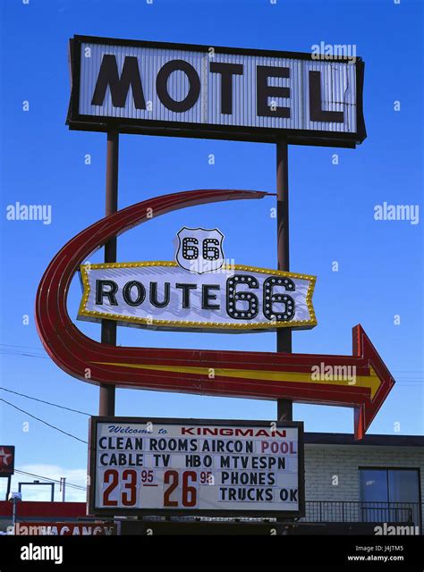 The USA, Arizona, route 66, Kingman, sign, route 66 motels America ...